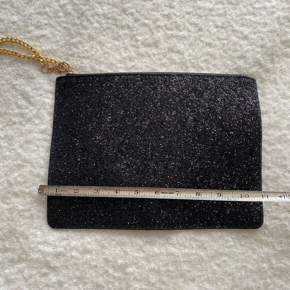 ALDO Black Glittery Clutch with Gold Chain Zipper - Picture 3 of 5